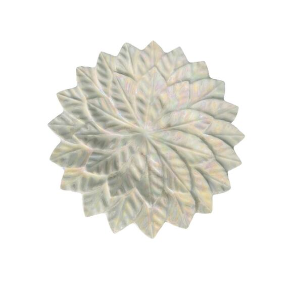 Vintage Soap Dish Iridescent Pearl White 2 Children Glazed Pedestal Holder - Picture 2 of 11